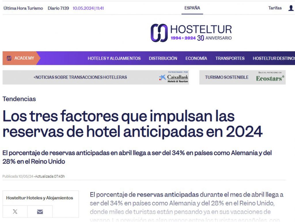 Los tres factores que impulsan las reservas de hotel anticipadas en 2024