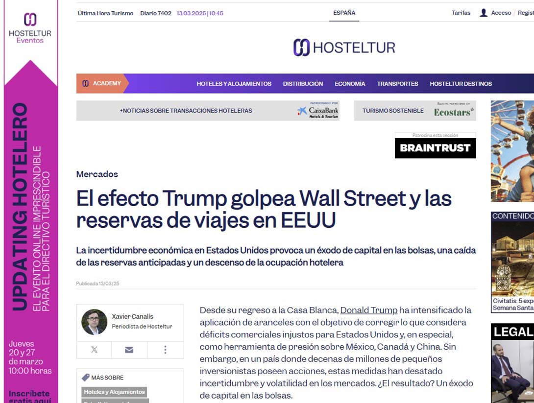 El efecto Trump golpea Wall Street y las reservas de viajes en EEUU